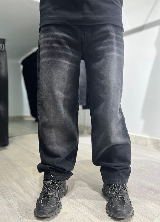 Black washed baggy fit